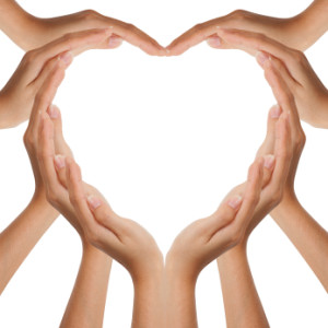 Hands make heart shape