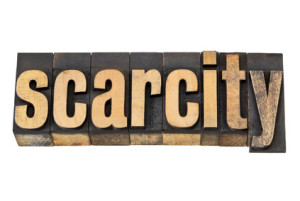 scarcity word in letterpress wood type